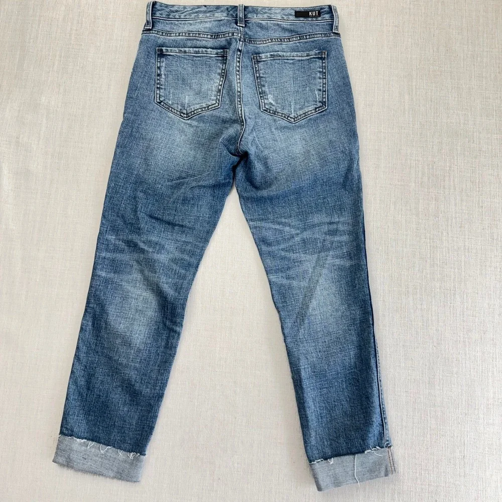 Kut from the Kloth Catherine Fab Ab Boyfriend Jeans Womens 2 Distresed Cuffed